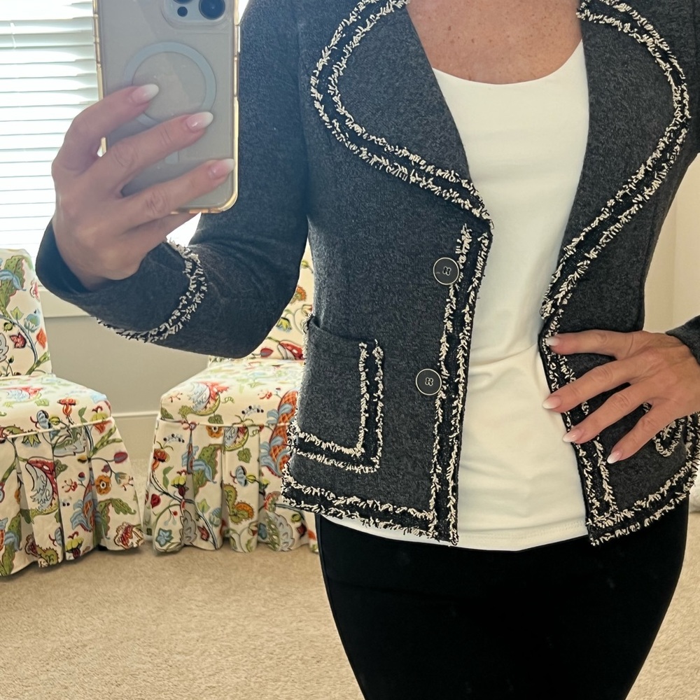 Mystree Knit Jacket With Fringe Size Small - image 5